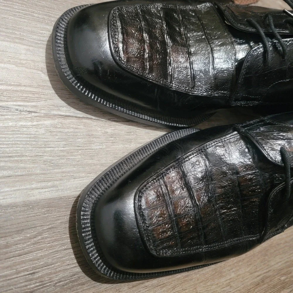 Caporicci Mens Crocodile Leather Dress Shoes Size‎ 10 Business Formal Oxford